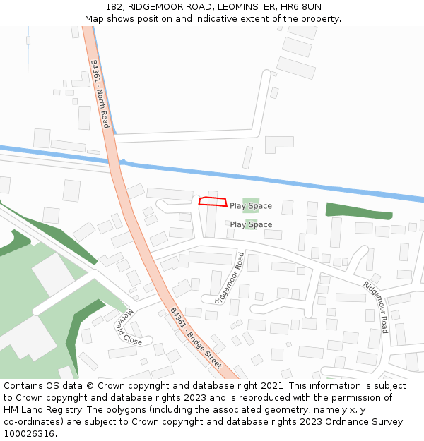 182, RIDGEMOOR ROAD, LEOMINSTER, HR6 8UN: Location map and indicative extent of plot