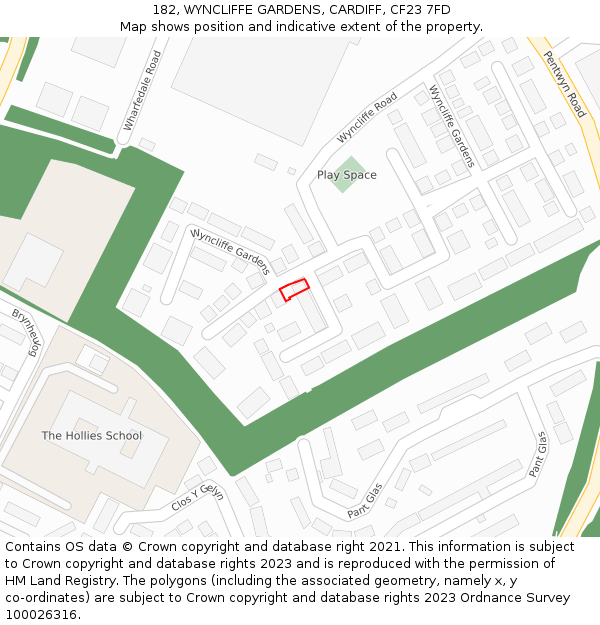 182, WYNCLIFFE GARDENS, CARDIFF, CF23 7FD: Location map and indicative extent of plot