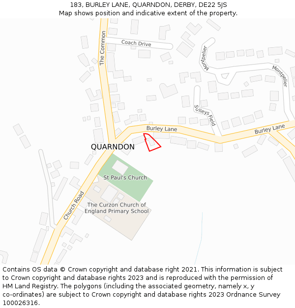 183, BURLEY LANE, QUARNDON, DERBY, DE22 5JS: Location map and indicative extent of plot