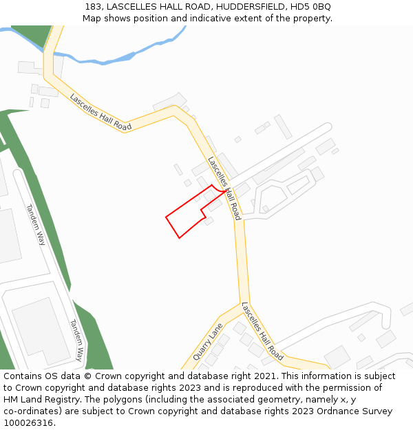 183, LASCELLES HALL ROAD, HUDDERSFIELD, HD5 0BQ: Location map and indicative extent of plot