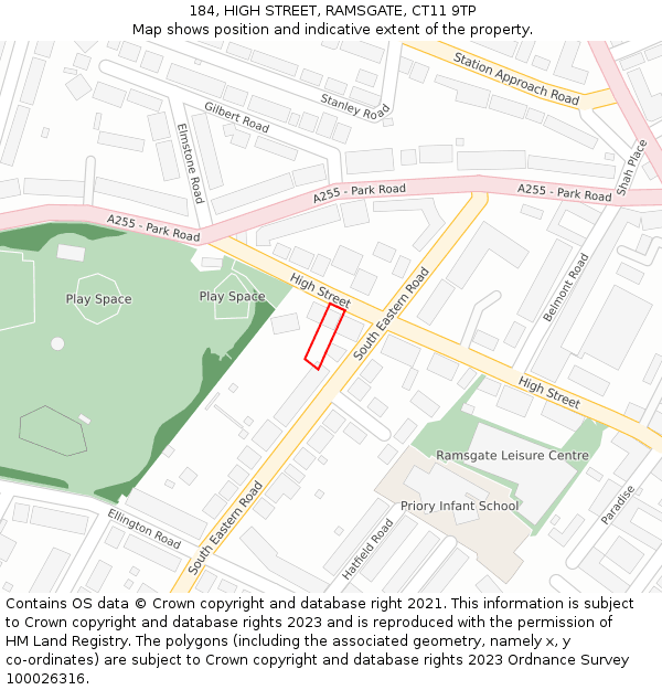 184, HIGH STREET, RAMSGATE, CT11 9TP: Location map and indicative extent of plot