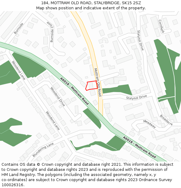 184, MOTTRAM OLD ROAD, STALYBRIDGE, SK15 2SZ: Location map and indicative extent of plot