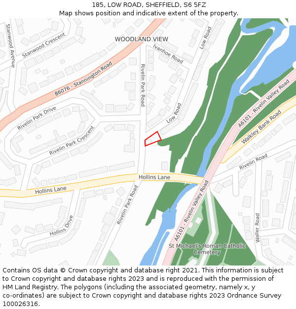 185, LOW ROAD, SHEFFIELD, S6 5FZ: Location map and indicative extent of plot