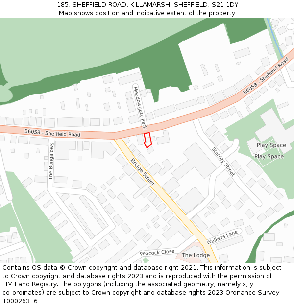 185, SHEFFIELD ROAD, KILLAMARSH, SHEFFIELD, S21 1DY: Location map and indicative extent of plot