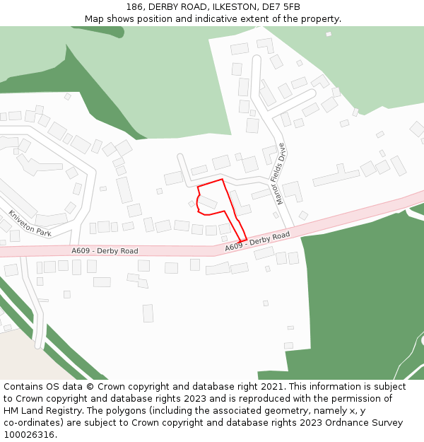 186, DERBY ROAD, ILKESTON, DE7 5FB: Location map and indicative extent of plot