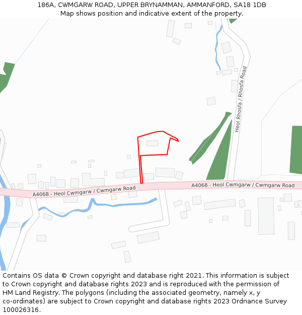 186A, CWMGARW ROAD, UPPER BRYNAMMAN, AMMANFORD, SA18 1DB: Location map and indicative extent of plot