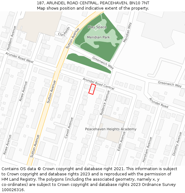 187, ARUNDEL ROAD CENTRAL, PEACEHAVEN, BN10 7NT: Location map and indicative extent of plot