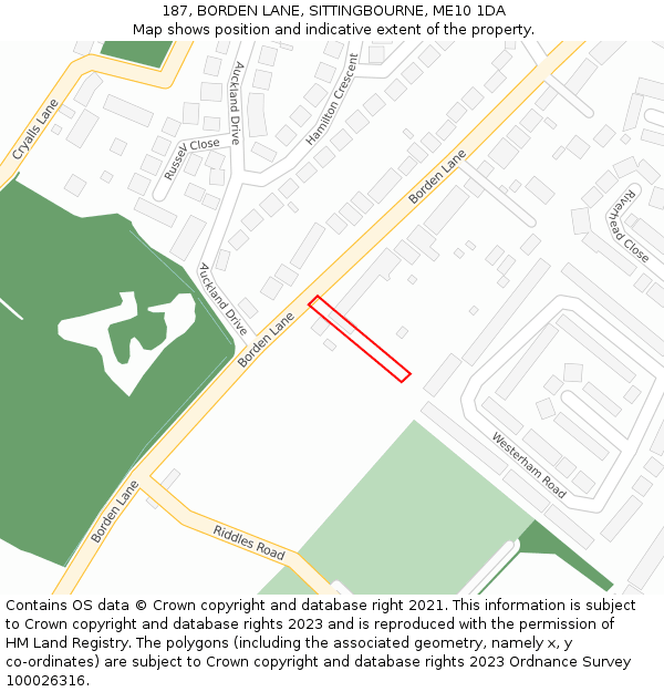 187, BORDEN LANE, SITTINGBOURNE, ME10 1DA: Location map and indicative extent of plot