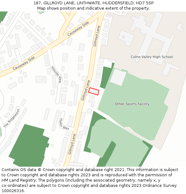 187, GILLROYD LANE, LINTHWAITE, HUDDERSFIELD, HD7 5SP: Location map and indicative extent of plot