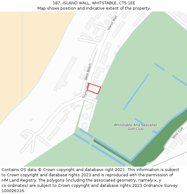 187, ISLAND WALL, WHITSTABLE, CT5 1EE: Location map and indicative extent of plot