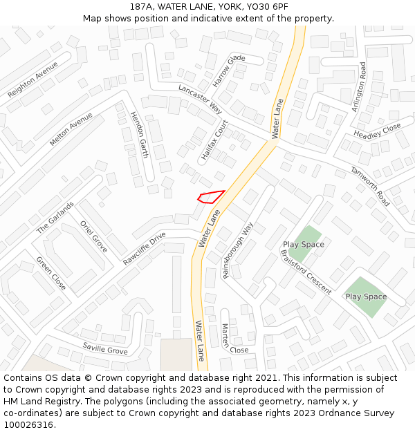 187A, WATER LANE, YORK, YO30 6PF: Location map and indicative extent of plot