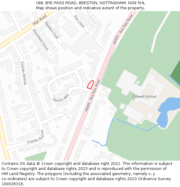 188, BYE PASS ROAD, BEESTON, NOTTINGHAM, NG9 5HL: Location map and indicative extent of plot