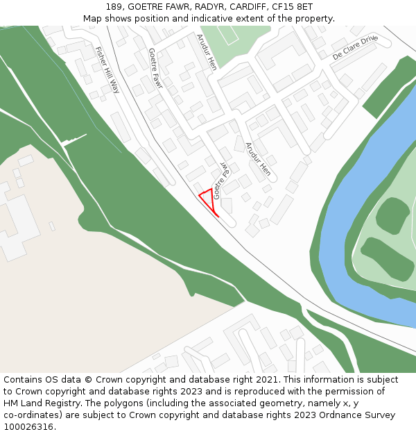 189, GOETRE FAWR, RADYR, CARDIFF, CF15 8ET: Location map and indicative extent of plot