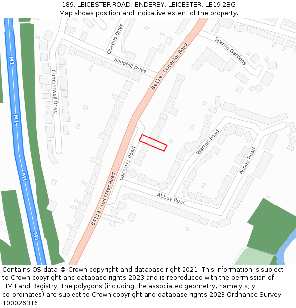 189, LEICESTER ROAD, ENDERBY, LEICESTER, LE19 2BG: Location map and indicative extent of plot