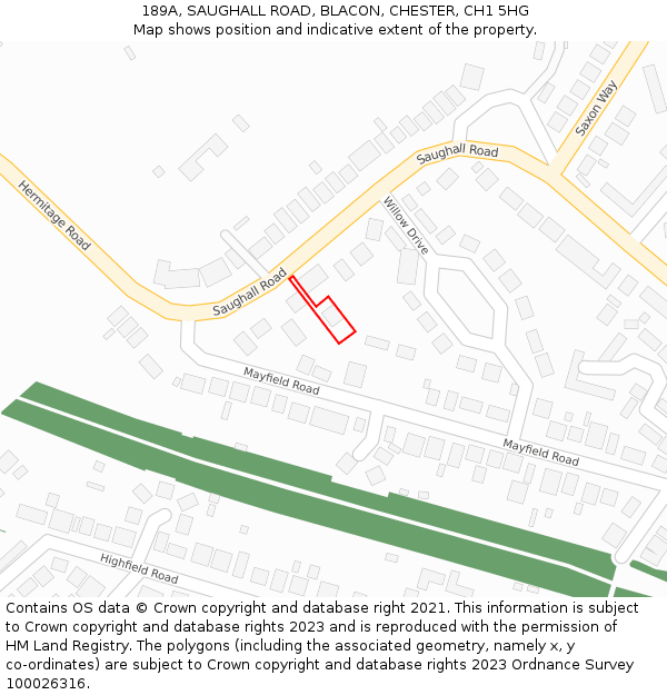 189A, SAUGHALL ROAD, BLACON, CHESTER, CH1 5HG: Location map and indicative extent of plot