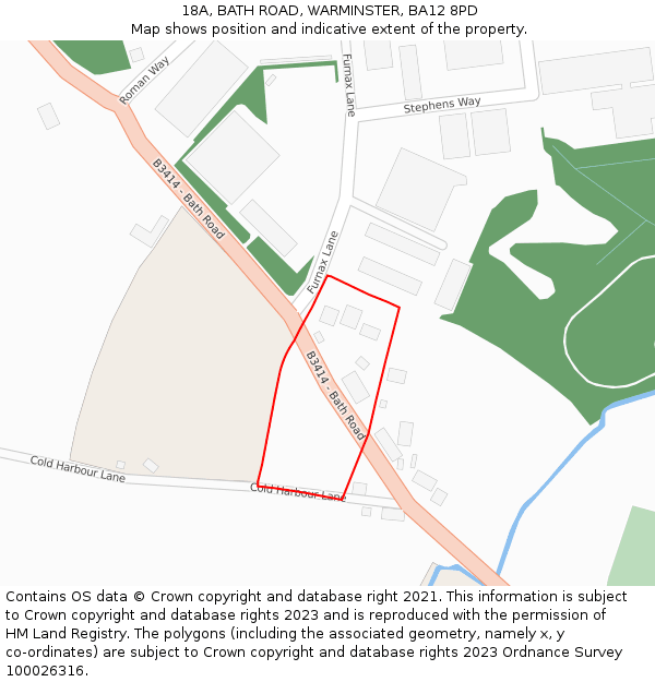 18A, BATH ROAD, WARMINSTER, BA12 8PD: Location map and indicative extent of plot