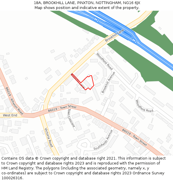 18A, BROOKHILL LANE, PINXTON, NOTTINGHAM, NG16 6JX: Location map and indicative extent of plot