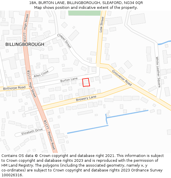 18A, BURTON LANE, BILLINGBOROUGH, SLEAFORD, NG34 0QR: Location map and indicative extent of plot