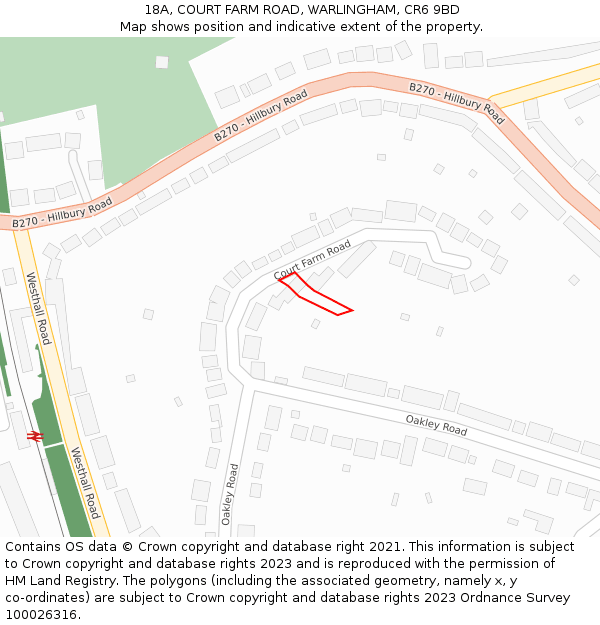 18A, COURT FARM ROAD, WARLINGHAM, CR6 9BD: Location map and indicative extent of plot