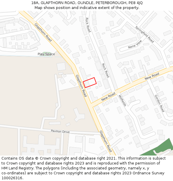 18A, GLAPTHORN ROAD, OUNDLE, PETERBOROUGH, PE8 4JQ: Location map and indicative extent of plot