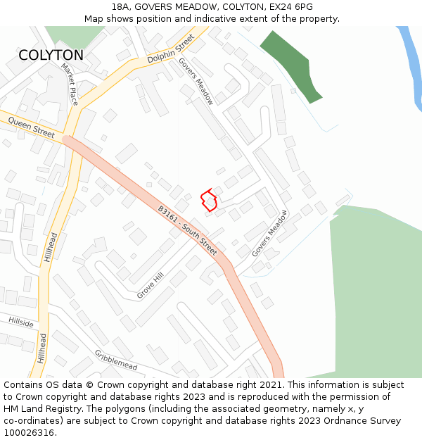 18A, GOVERS MEADOW, COLYTON, EX24 6PG: Location map and indicative extent of plot