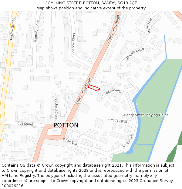 18A, KING STREET, POTTON, SANDY, SG19 2QT: Location map and indicative extent of plot
