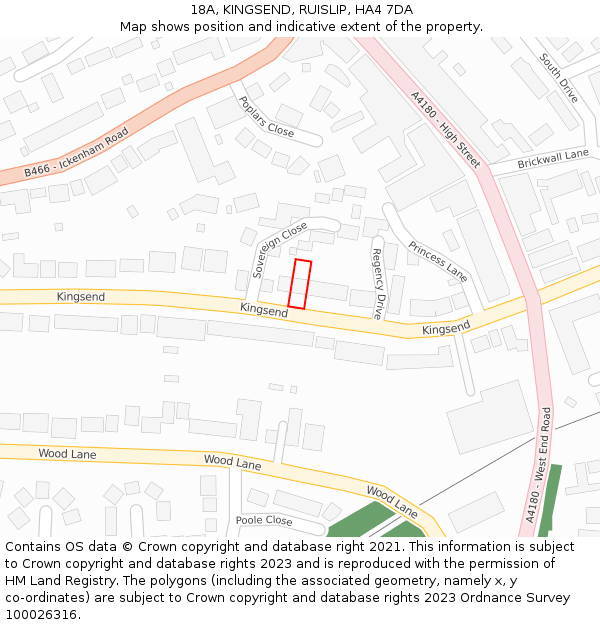 18A, KINGSEND, RUISLIP, HA4 7DA: Location map and indicative extent of plot