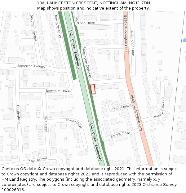 18A, LAUNCESTON CRESCENT, NOTTINGHAM, NG11 7DN: Location map and indicative extent of plot