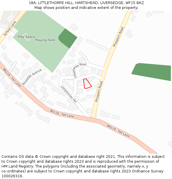 18A, LITTLETHORPE HILL, HARTSHEAD, LIVERSEDGE, WF15 8AZ: Location map and indicative extent of plot
