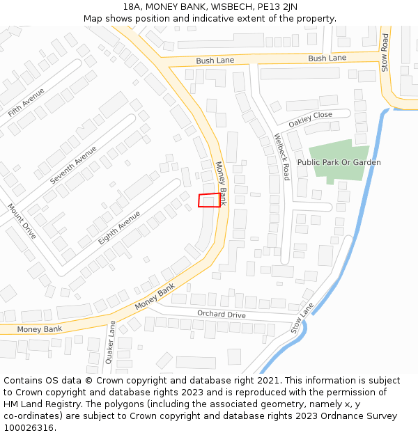 18A, MONEY BANK, WISBECH, PE13 2JN: Location map and indicative extent of plot