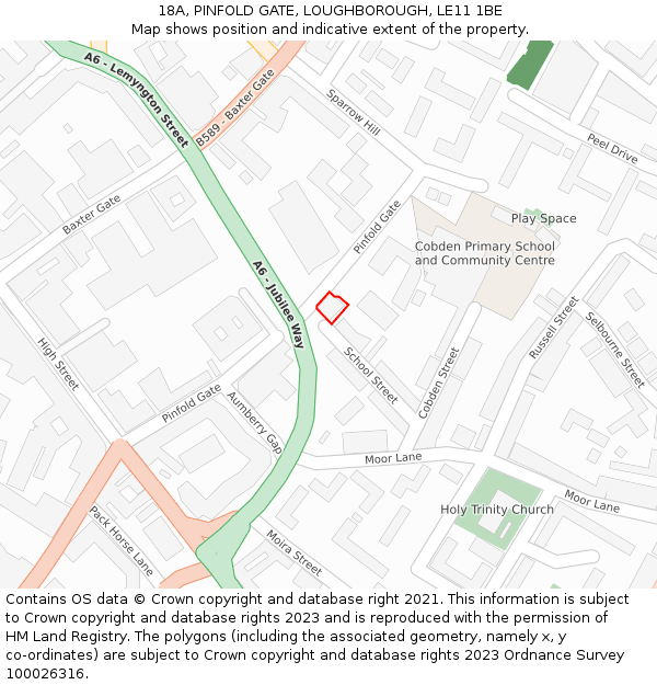 18A, PINFOLD GATE, LOUGHBOROUGH, LE11 1BE: Location map and indicative extent of plot