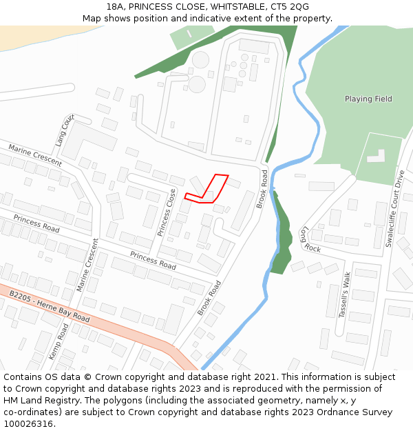 18A, PRINCESS CLOSE, WHITSTABLE, CT5 2QG: Location map and indicative extent of plot