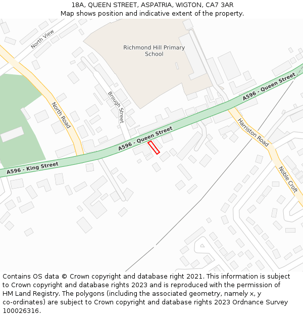 18A, QUEEN STREET, ASPATRIA, WIGTON, CA7 3AR: Location map and indicative extent of plot