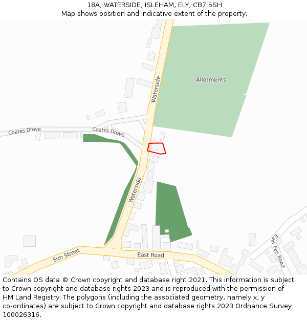 18A, WATERSIDE, ISLEHAM, ELY, CB7 5SH: Location map and indicative extent of plot