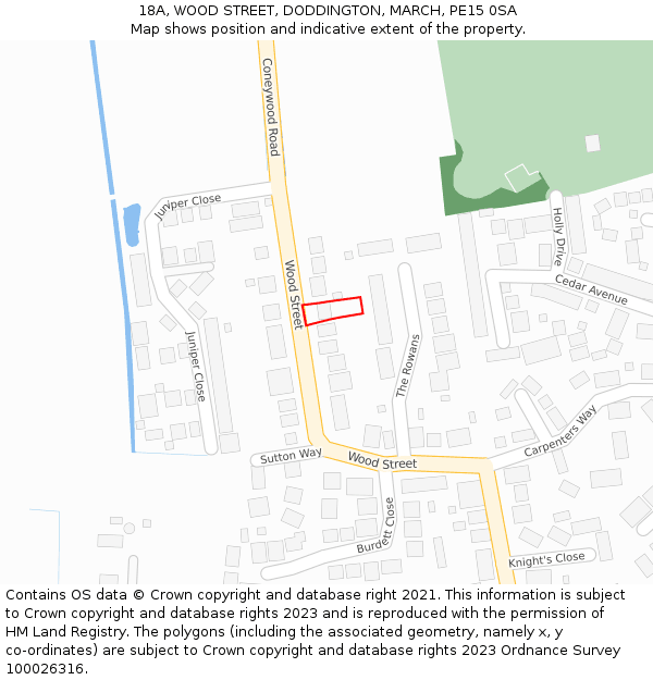 18A, WOOD STREET, DODDINGTON, MARCH, PE15 0SA: Location map and indicative extent of plot