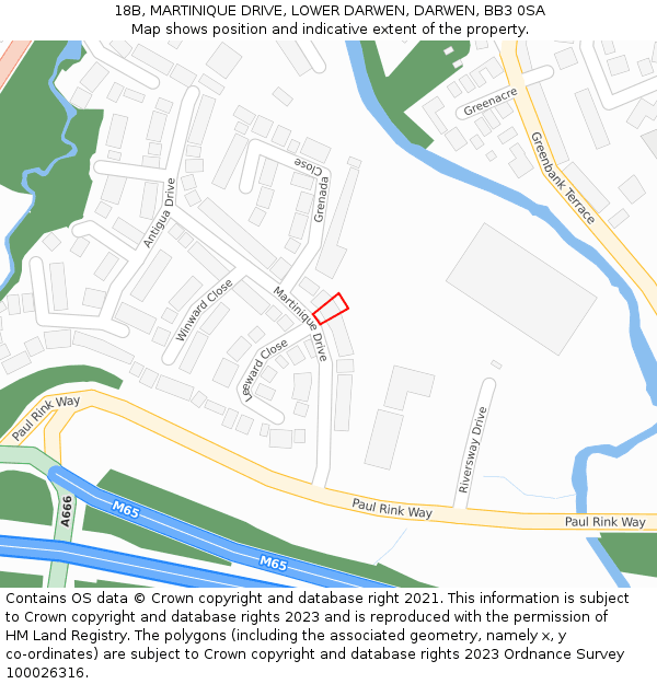 18B, MARTINIQUE DRIVE, LOWER DARWEN, DARWEN, BB3 0SA: Location map and indicative extent of plot