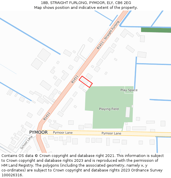 18B, STRAIGHT FURLONG, PYMOOR, ELY, CB6 2EG: Location map and indicative extent of plot
