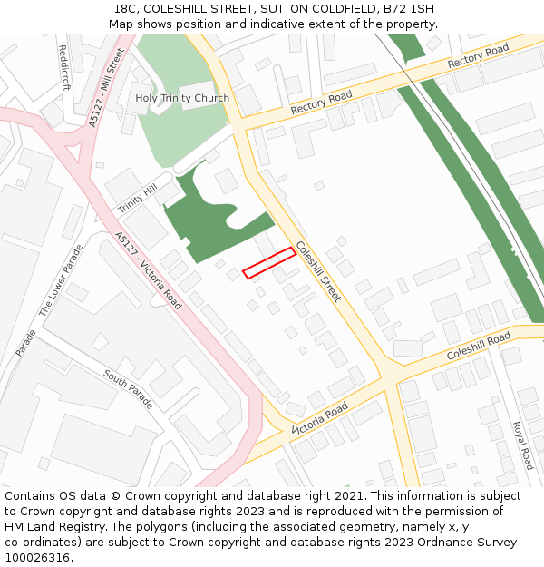 18C, COLESHILL STREET, SUTTON COLDFIELD, B72 1SH: Location map and indicative extent of plot