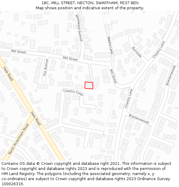 18C, MILL STREET, NECTON, SWAFFHAM, PE37 8EN: Location map and indicative extent of plot