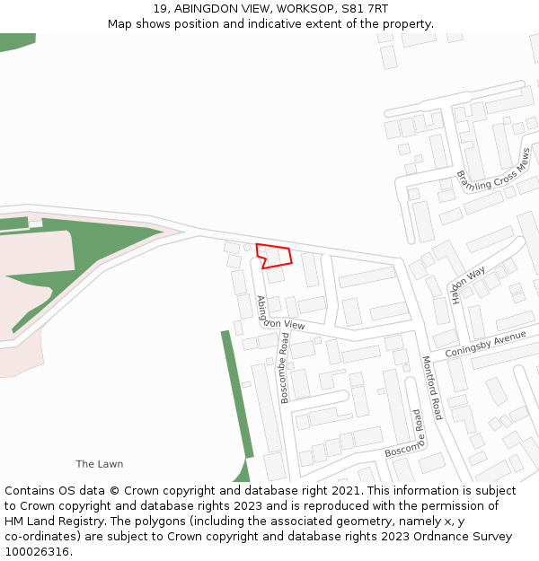 19, ABINGDON VIEW, WORKSOP, S81 7RT: Location map and indicative extent of plot