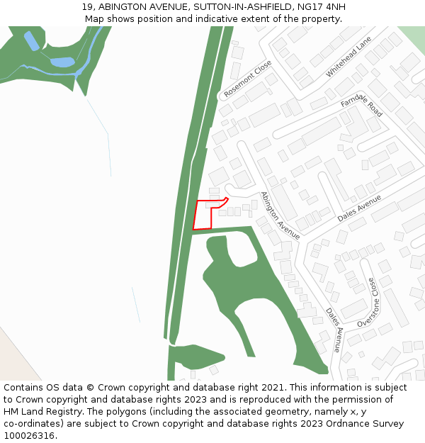 19, ABINGTON AVENUE, SUTTON-IN-ASHFIELD, NG17 4NH: Location map and indicative extent of plot