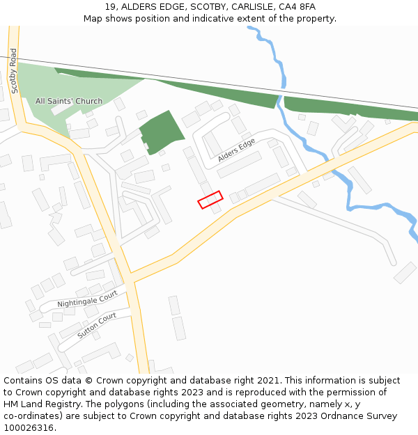 19, ALDERS EDGE, SCOTBY, CARLISLE, CA4 8FA: Location map and indicative extent of plot