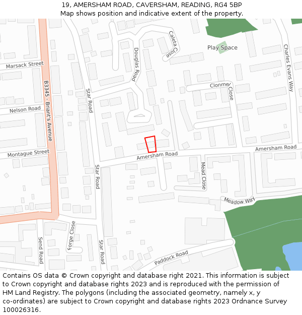 19, AMERSHAM ROAD, CAVERSHAM, READING, RG4 5BP: Location map and indicative extent of plot