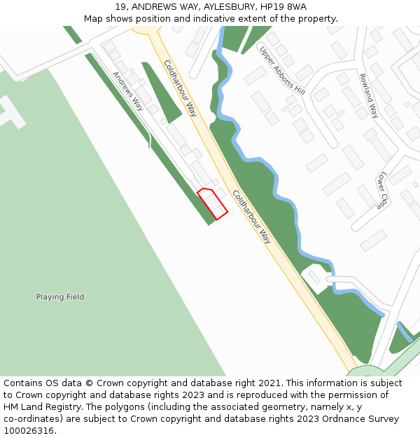 19, ANDREWS WAY, AYLESBURY, HP19 8WA: Location map and indicative extent of plot