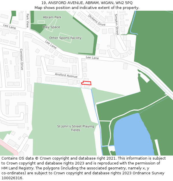 19, ANSFORD AVENUE, ABRAM, WIGAN, WN2 5PQ: Location map and indicative extent of plot