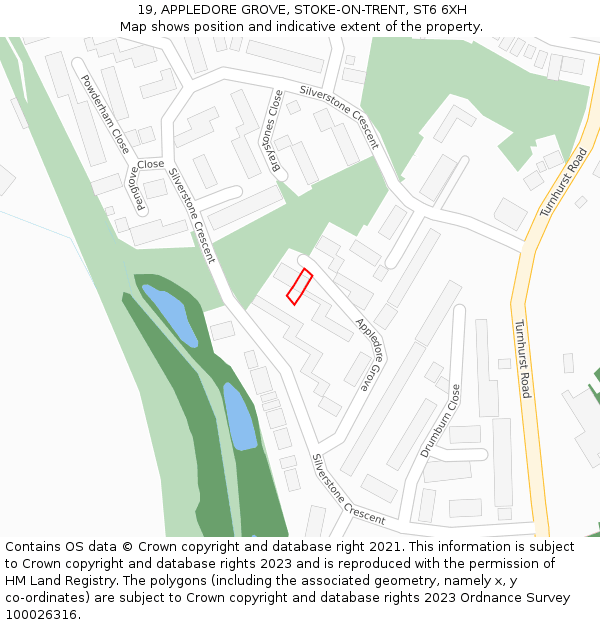 19, APPLEDORE GROVE, STOKE-ON-TRENT, ST6 6XH: Location map and indicative extent of plot