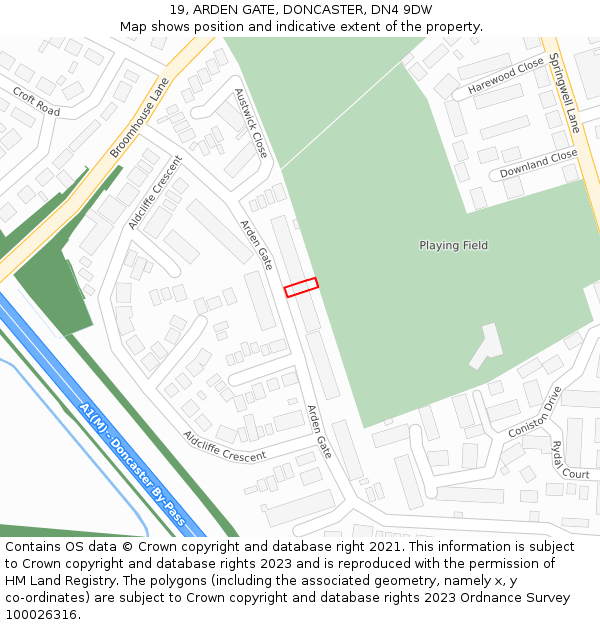 19, ARDEN GATE, DONCASTER, DN4 9DW: Location map and indicative extent of plot