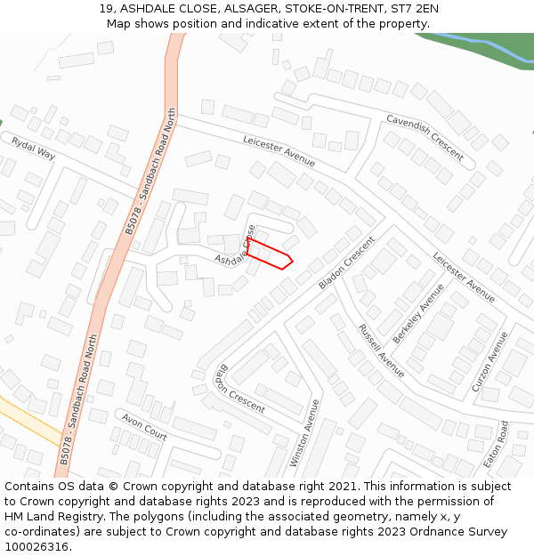 19, ASHDALE CLOSE, ALSAGER, STOKE-ON-TRENT, ST7 2EN: Location map and indicative extent of plot