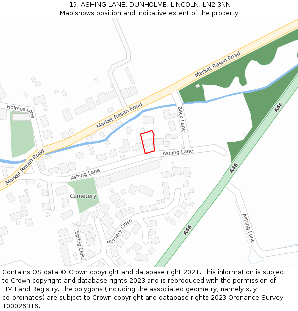 19, ASHING LANE, DUNHOLME, LINCOLN, LN2 3NN: Location map and indicative extent of plot