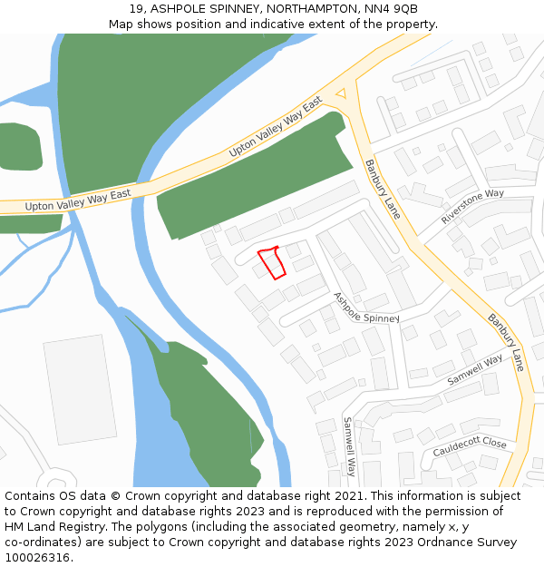 19, ASHPOLE SPINNEY, NORTHAMPTON, NN4 9QB: Location map and indicative extent of plot